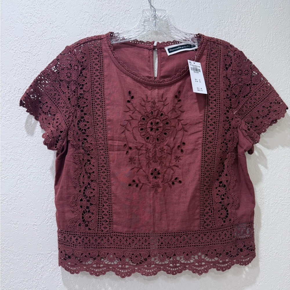 Abercrombie & Fitch Burgundy Lace Blouse